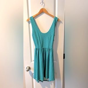 Lauren Conrad dress. Size Medium. Teal and white polkadots.